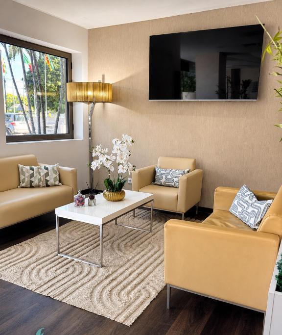 Quiet lounge area with armchairs